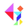 Color tangram in man hold the umbrella shape