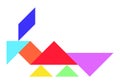 Color tangram in peacock shape on white background