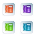 Color Telephone handset icon isolated on white background. Phone sign. Set colorful icons in square buttons. Vector Royalty Free Stock Photo