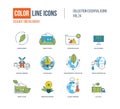 Color thin Line icons set. Ecology, green energy, smart house, Royalty Free Stock Photo