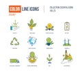 Color thin Line icons set. Ecology, green energy. Royalty Free Stock Photo