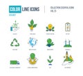 Color thin Line icons set. Ecology, green energy. Royalty Free Stock Photo