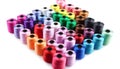 Color threads and sewing accessories on white background Royalty Free Stock Photo