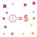 Color Time is money icon isolated on white background. Money is time. Effective time management. Convert time to money