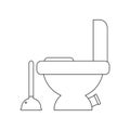 color toilet bowl and plunger icon. Element of construction tools for mobile concept and web apps icon. Outline, thin line icon Royalty Free Stock Photo