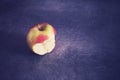 Color toned ripe bitten apple on a dark background. Royalty Free Stock Photo