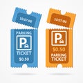 Color Torn Parking Ticket Icon Set. Vector Royalty Free Stock Photo