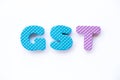 Color toy foam alphabet in word GST Royalty Free Stock Photo