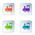 Color Toy train icon isolated on white background. Set colorful icons in square buttons. Vector Royalty Free Stock Photo