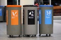 Color trash cans for garbage separation Royalty Free Stock Photo