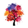 Color tree paint splat Royalty Free Stock Photo