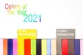 Color trend 2021. Color palette with various samples. Guide of paint samples catalog. Color Samples Tiles