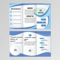 Color tri fold business brochure design with abstract lines and waves