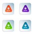 Color Triangle warning toxic icon isolated on white background. Set colorful icons in square buttons. Vector Royalty Free Stock Photo