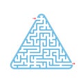 Color triangular labyrinth. An interesting and useful game for children. A simple flat vector illustration on a white background.