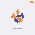 2 color trust building concept vector icon. isolated two color trust building vector sign symbol designed with blue and orange