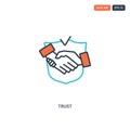 2 color trust concept line vector icon. isolated two colored trust outline icon with blue and red colors can be use for web,