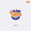 2 color trust concept vector icon. isolated two color trust vector sign symbol designed with blue and orange colors can be use for