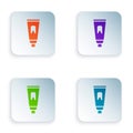 Color Tube of toothpaste icon isolated on white background. Set colorful icons in square buttons. Vector Illustration Royalty Free Stock Photo