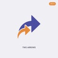 2 color two arrows concept vector icon. isolated two color two arrows vector sign symbol designed with blue and orange colors can Royalty Free Stock Photo