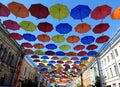 Color umbrellas in the sky, St. Petersburg