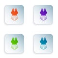 Color Undershirt icon isolated on white background. Set colorful icons in square buttons. Vector