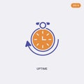 2 color Uptime concept vector icon. isolated two color Uptime vector sign symbol designed with blue and orange colors can be use
