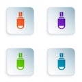 Color USB flash drive icon isolated on white background. Set colorful icons in square buttons. Vector Illustration Royalty Free Stock Photo