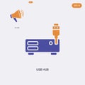 2 color Usb hub concept vector icon. isolated two color Usb hub vector sign symbol designed with blue and orange colors can be use Royalty Free Stock Photo