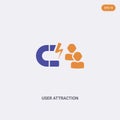 2 color user attraction base concept vector icon. isolated two color user attraction base vector sign symbol designed with blue