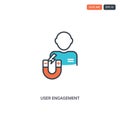 2 color User Engagement concept line vector icon. isolated two colored User Engagement outline icon with blue and red colors can
