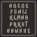 Color Vector Alphabet on a framed black background