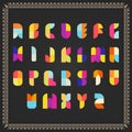 Color Vector Alphabet on a framed black background