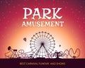 Color vector background of amusement park. Poster design with place for your text Royalty Free Stock Photo