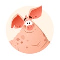 Color vector happy smile pig avatar