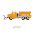 Color plain vector icon construction machinery snowplower truck tipper. Industrial style. Corporate cargo delivery. Snow Royalty Free Stock Photo