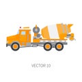 Color vector icon construction machinery truck cement mixer. Industrial style. Corporate cargo delivery. Commercial