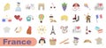 Color vector icons about France. Welcome to France. Sights of France Royalty Free Stock Photo