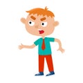 Color vector illustration of a boy standing and angry shouting. Royalty Free Stock Photo