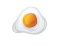 Color vector illustration in cartoon style. Fried egg top view. Scrambled eggs isolated from white background.