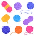 color vector illustration with a colorful set of different threads and yarn for knitting Royalty Free Stock Photo