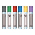 Empty vacuum tubes for several types of analysis of venous blood tests. Set of vector illustrations. Isolated background. Royalty Free Stock Photo