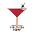 Color vector illustration for Halloween. Cocktail with an eye