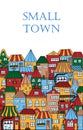 Color vector illustration. Many small houses are arranged in row