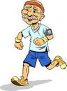 Color vector illustration of running old man.