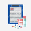 RX form for medicines and jars, blisters, pills Royalty Free Stock Photo