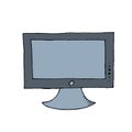 Color, vector isolated doodle element, tv, screen, watching movies