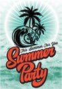 Color vector poster template for summer party with calligraphic lettering