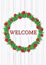 Color vector red poppies wreath with welcome notice.