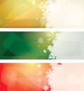 Color vector templates with white snowflakes - set of banners Royalty Free Stock Photo